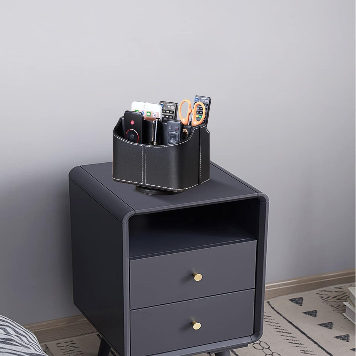 360° Rotatable Remote Control Holder,Tv Remote Caddy for Nightstand Table