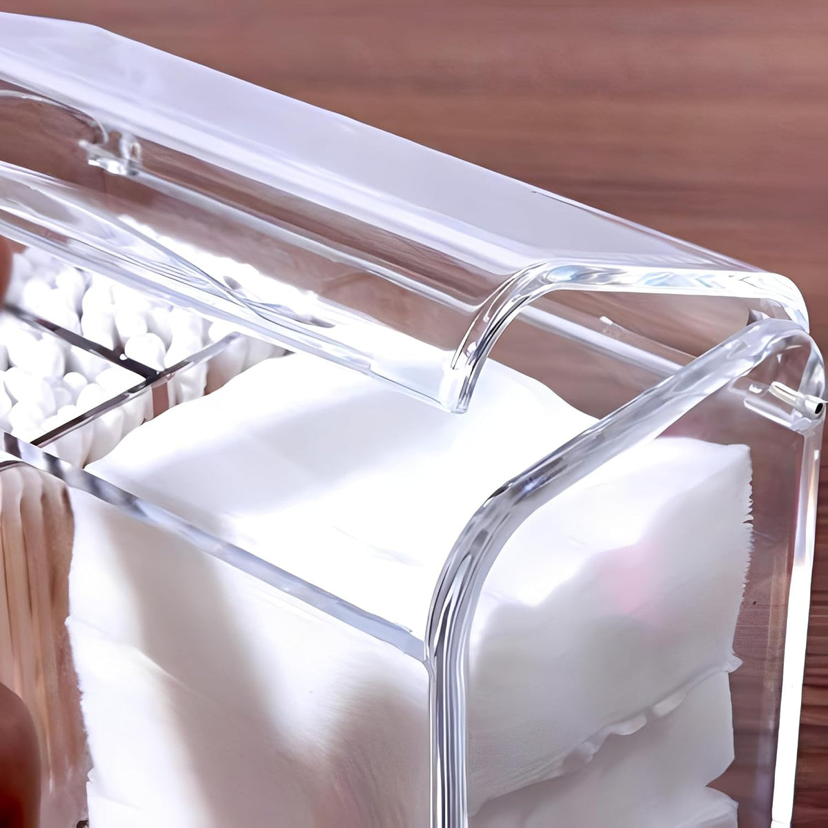Qtip Holder Dispenser for Cotton Ball Swab,Floss,Clear