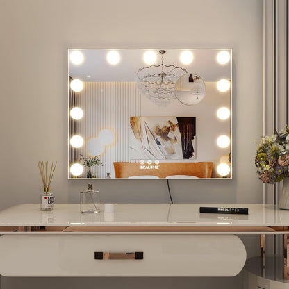 Vanity Mirror with Lights,Lighted Makeup Mirror with Lights and Magnification Mirror Tabletop Mirror or Wall Mounted Mirror (White)