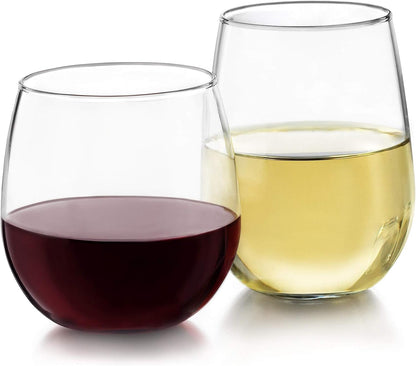Stemless Wine Glasses Set of 12, Dishwasher Safe Red and White Wine Glass Set, Clear Drinking Glasses Set of 12 for Cocktails, Water, and More