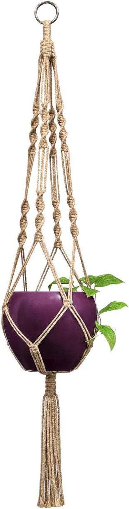 4 Pack Macrame Plant Hangers Indoor Hanging Planter Basket Decorative Flower Pot Holder Jute Rope for Indoor Outdoor Home Decor 4 Legs 40 Inch, Brown