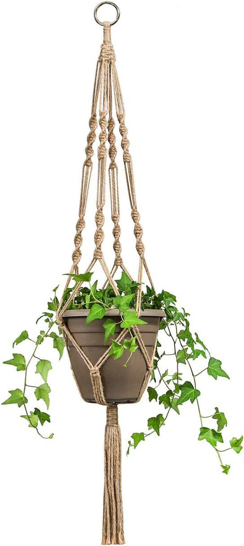 4 Pack Macrame Plant Hangers Indoor Hanging Planter Basket Decorative Flower Pot Holder Jute Rope for Indoor Outdoor Home Decor 4 Legs 40 Inch, Brown