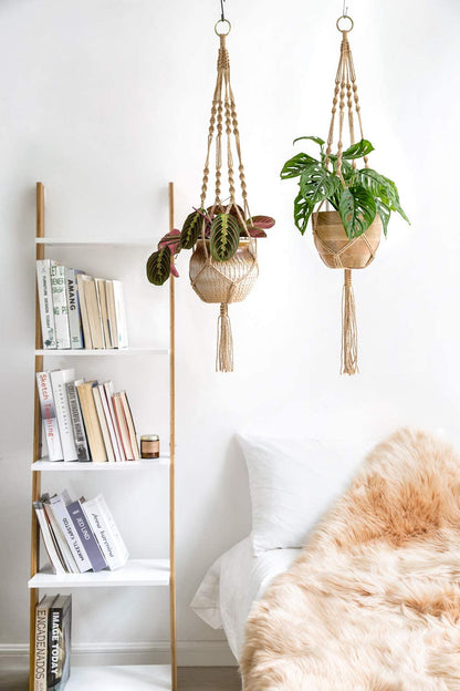 4 Pack Macrame Plant Hangers Indoor Hanging Planter Basket Decorative Flower Pot Holder Jute Rope for Indoor Outdoor Home Decor 4 Legs 40 Inch, Brown