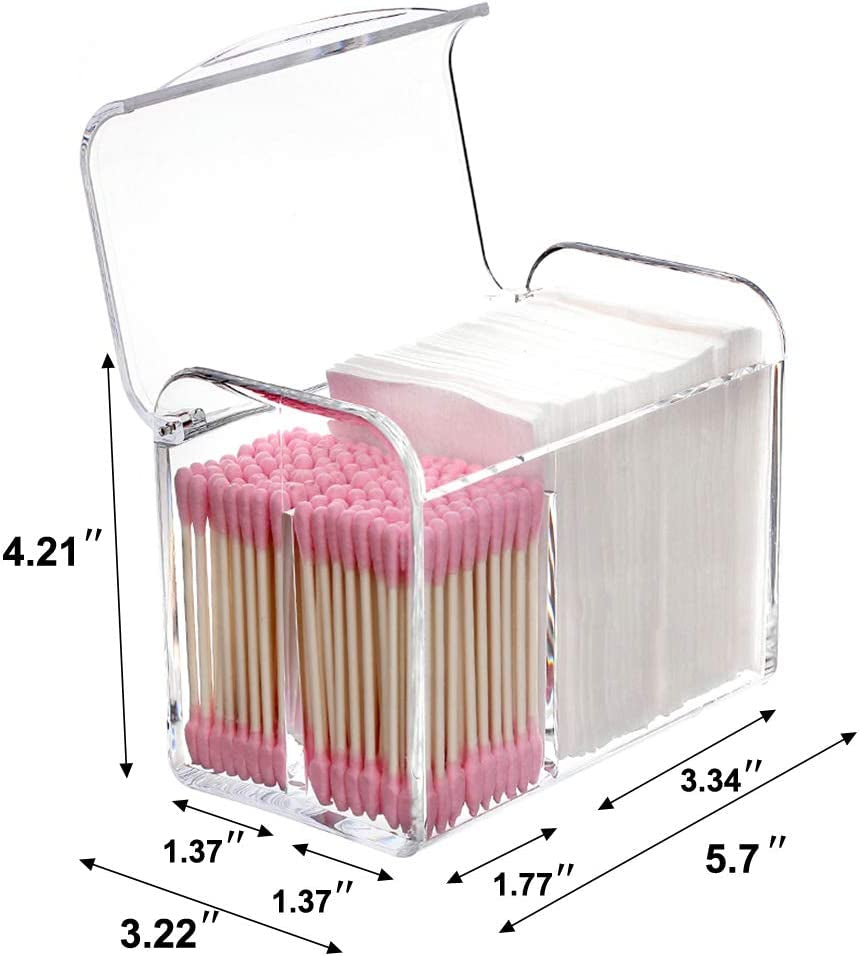 Qtip Holder Dispenser for Cotton Ball Swab,Floss,Clear