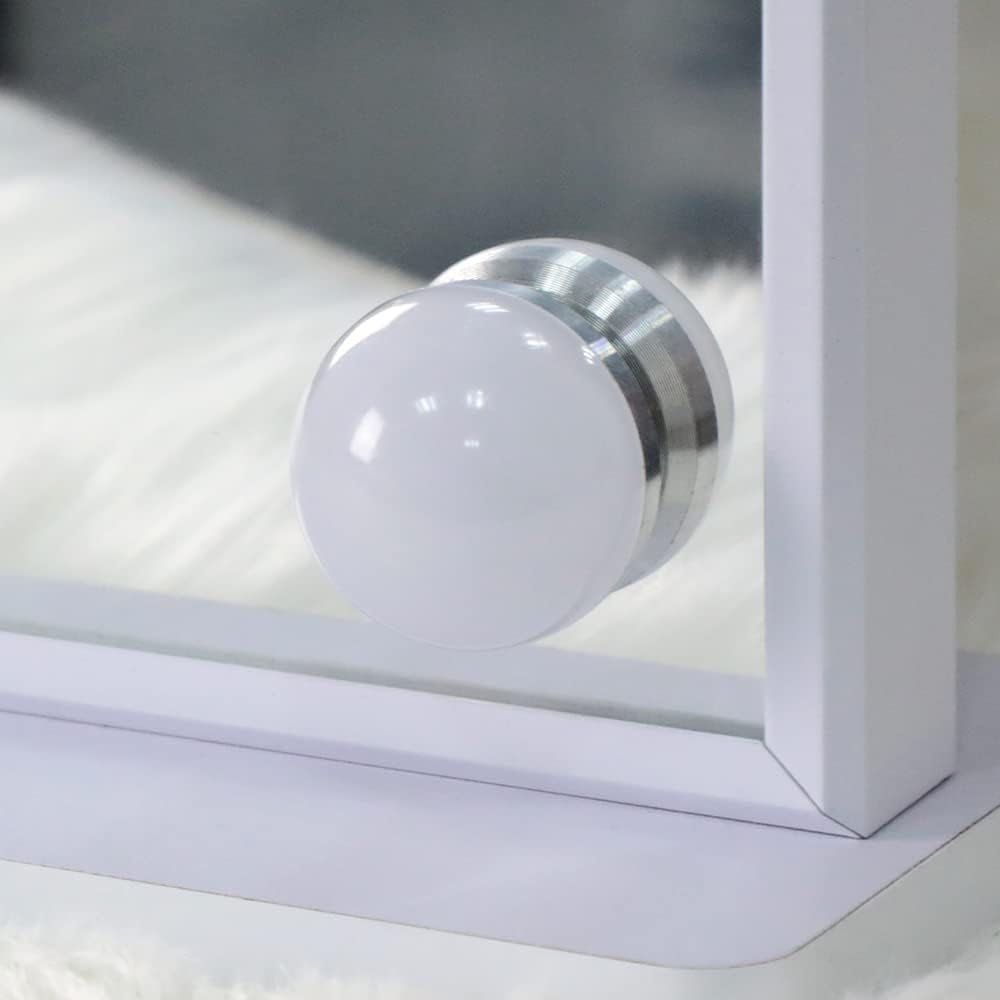 Vanity Mirror with Lights,Lighted Makeup Mirror with Lights and Magnification Mirror Tabletop Mirror or Wall Mounted Mirror (White)