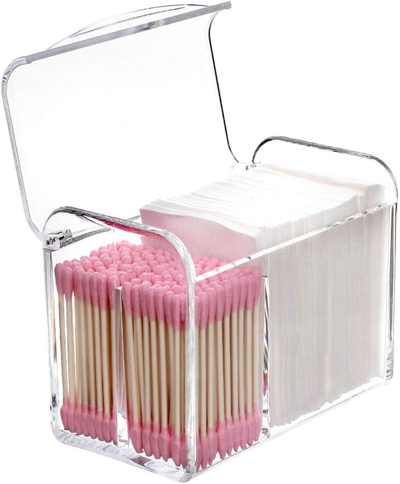 Qtip Holder Dispenser for Cotton Ball Swab,Floss,Clear