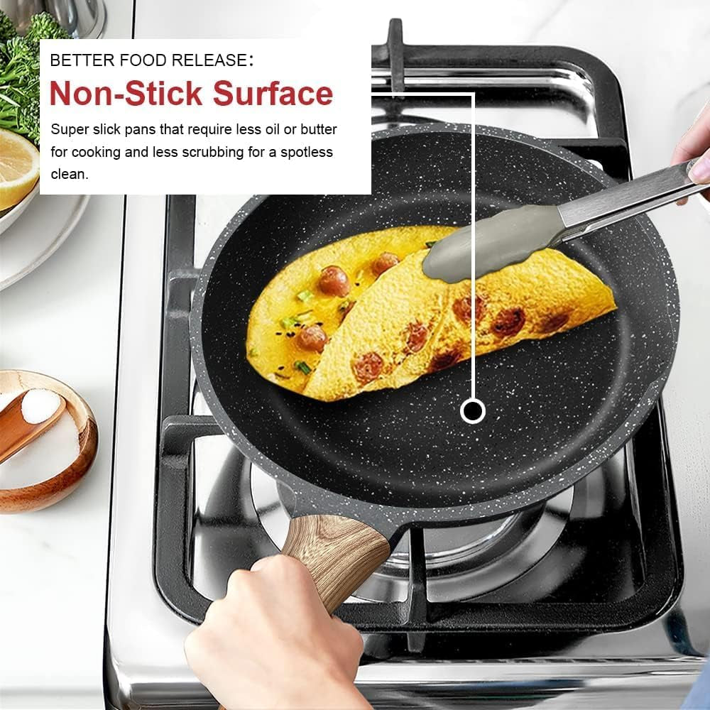Nonstick Granite Frying Pan Skillet 9.5 Inch for Stove Top